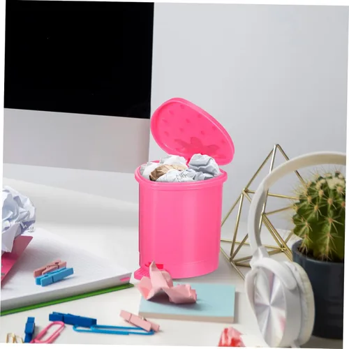 Miniatura 5 de NUOBESTY Mini papelera de escritorio pequeña con tapa pequeña