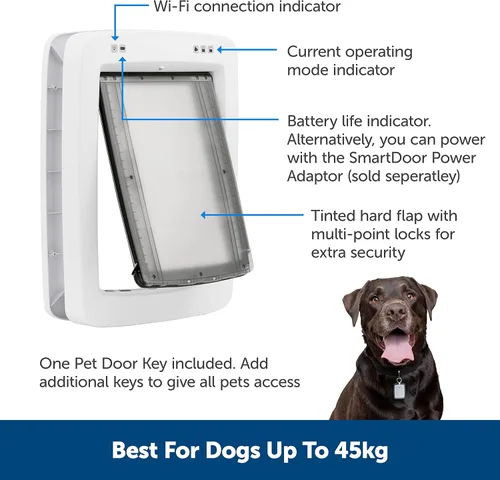 Miniatura 6 de Puerta para mascotas PetSafe SmartDoor controlada por aplicación (grande), hecha para múltiples mascotas, entrada y salida selectiva, control a