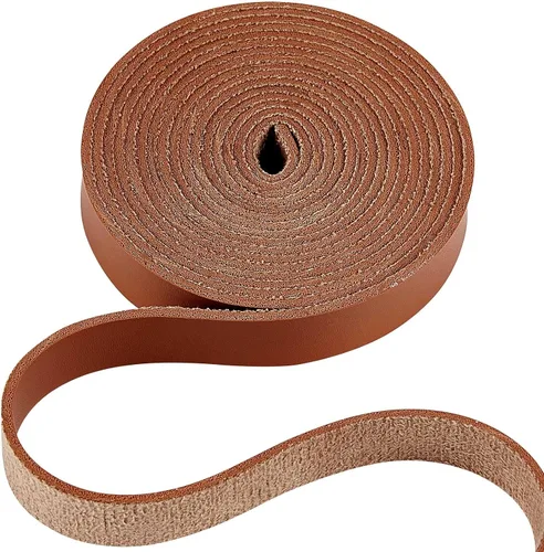 Miniatura 19 de GORGECRAFT Tira de correa de cuero de 1 pulgada de ancho 6.6 ft de largo de grano de cuero negro, cordón plano de una sola cara para manualidades