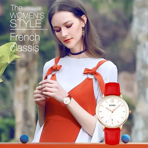 Miniatura 2 de SKMEI Womens Watches for Ladies Female Leather Band Big face Waterproof Thin Minimalist Fashion Casual Simple Dress Analog Quartz with Date Luminous