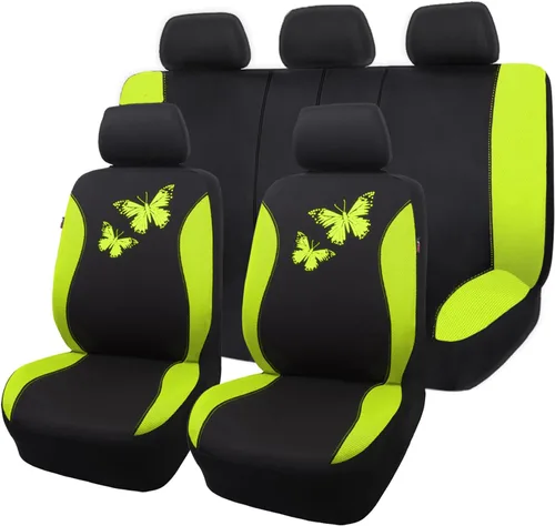 Miniatura 23 de Flying Banner - Juego completo de fundas para asiento de automóvil Butterfly, estilo universal de moda para mujer, para banco trasero (divisible)