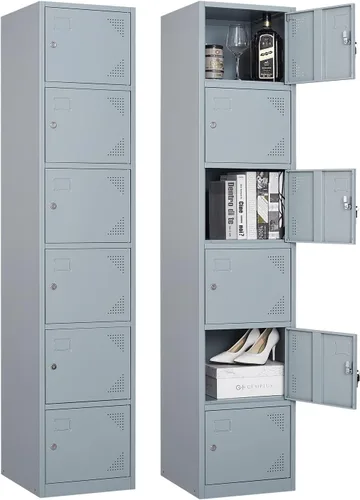 Miniatura 12 de Armario de almacenamiento de metal, casilleros con cerradura de 72 pulgadas para empleados, hogar, oficina, escuela, requiere montaje