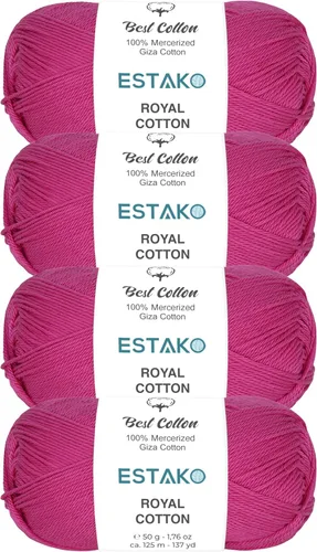 Miniatura 56 de Estako Algodón Royal, 100% hilo de algodón giza mercerizado, suave, súper fino 1 para ganchillo y tejer, 1.76 onzas (50g) / 137 yardas (125m)