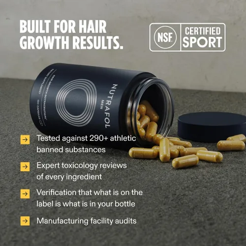 Miniatura 11 de Nutrafol Men's Hair Growth Supplements, Clinically Tested for Visibly Thicker Hair and Scalp Coverage, Dermatologist Recommended - 1 Month Supply, 1