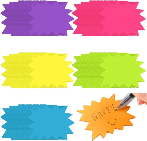 Crtiin 1200 hojas de notas adhesivas Starburst de colores neón brillantes con forma de explosión de estrellas, publicación de regalo a granel,