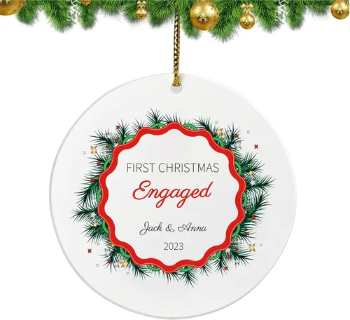 Miniatura 11 de Adorno personalizado para pareja comprometida 2024, primera Navidad para casados juntos comprometidos, adornos de Navidad personalizados, idea