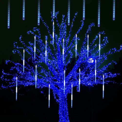 Miniatura 10 de LJLNION Luces de Lluvia de Meteoros, Luces de Navidad de Carámbanos para Exteriores de 12 Pulgadas, 8 Tubos 288 LED Luces de Carámbano Luz de Nieve