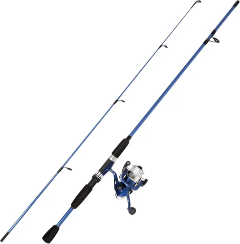 Wakeman Fiberglass Fishing Rod and Reel Combo – 2-Piece 65-Inch Medium Action Spinning Rod Set for Lake Fishing Azul metalizado