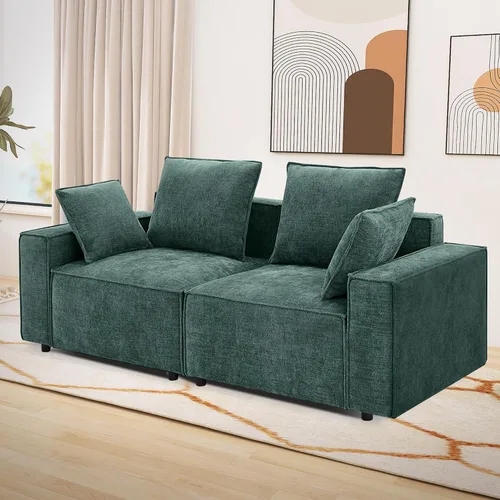 Miniatura 15 de WILLOVE Juego de sofá modular modular, sofá nube de felpilla con reposabrazos anchos y 8 almohadas, sofás de asiento profundo para sala de estar, 4