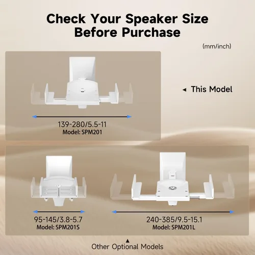 Miniatura 4 de suptek Soporte de montaje en pared con abrazadera de doble lado para altavoces de estantería, para altavoces de sonido envolvente grandes, soporta
