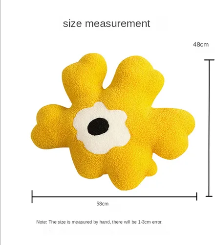 Miniatura 5 de Almohada de sofá Cojín de cintura Almohada de felpa con forma especial de flor Almohada creativa de corazón para niña (negro y blanco)