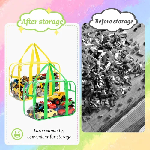 Miniatura 4 de 6 bolsas grandes de almacenamiento de juguetes, cajas de juguetes reutilizables de PVC transparente, organizador de juguetes de alta capacidad