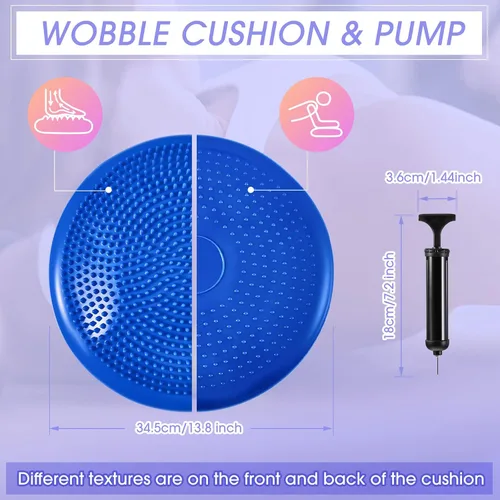 Miniatura 2 de Meooeck Juego de cojines inflables para niños sensoriales con 3 cápsulas de equilibrio y 4 bolas de masaje con puntas, almohadillas de asiento