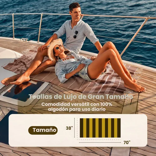 Miniatura 7 de GOLD CASE HOME COLLECTION - Juego de toallas turcas de playa LYCIA de 6 unidades – 100% algodón, toallas turcas de playa a granel 177,8 x 96,5 cm