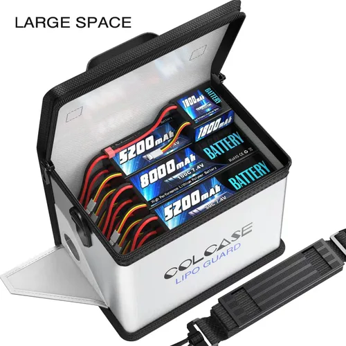Miniatura 3 de Bolsa de seguridad ignífuga antiexplosión Colcase para batería Lipo, almacenamiento y carga, gran espacio, altamente resistente, bolsa doble cierre