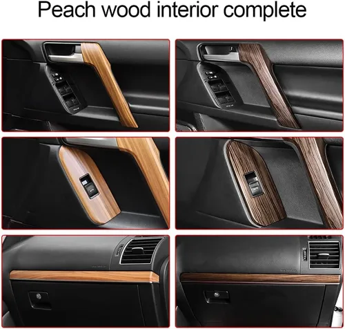 Miniatura 7 de Reposabrazos de manija de puerta con textura de madera para Toyota Land Cruiser Prado 150, panel de elevación de ventana Lc150 2010-2022, accesorios