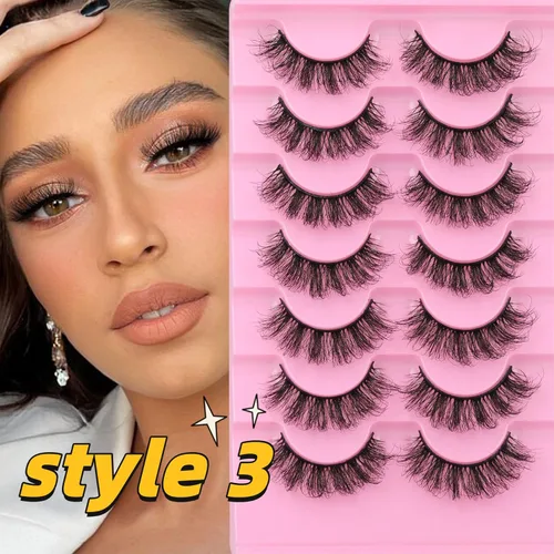 Miniatura 5 de TNFVLONEINS - Pestañas postizas de visón natural, pestañas esponjosas Wispy, pestañas de gata de aspecto natural, extensión 5D, pestañas postizas