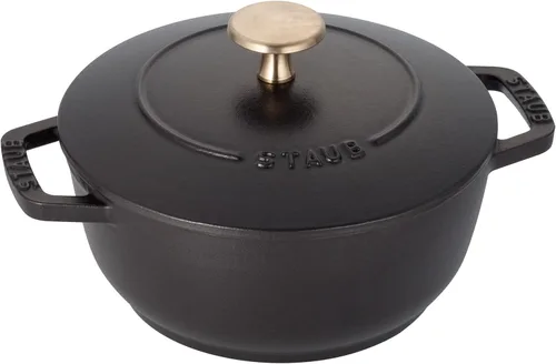 staub Wa-NABE 40501-000 Wanabe Black S 6.3 pulgadas (16 cm) Fundición a dos manos, olla esmaltada, arroz, compatible con inducción, producto