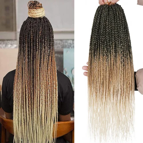 Miniatura 68 de XTREND 10 Pulgadas 6 Paquetes Trenzas de Caja de Ganchillo Cabello Pre-anudado Sin Nudos Bobo Trenzas de Caja 3X Extensiones de Cabello Trenzado 1b#