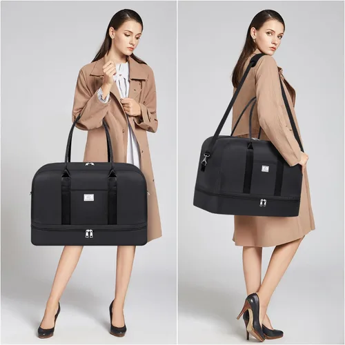 Miniatura 166 de IBFUN Bolsas de fin de semana para mujer, bolsa grande de lona para viaje, bolsa de viaje con compartimento para zapatos, 21 pulgadas, juego de 3