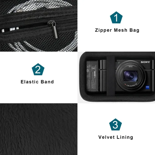 Miniatura 6 de Canboc Funda de transporte para cámara digital compacta Sony RX100 VII/ RX100 VI/ RX100 V/ RX100 IV/ RX100 III, bolsa para cámara de vlogging tipo