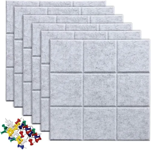 Miniatura 26 de Pizarra de corcho grande para paredes con 30 pasadores, 11.8 x 11.8 pulgadas, paquete de 6 tablones de anuncios para oficina en casa, cocina, tablón