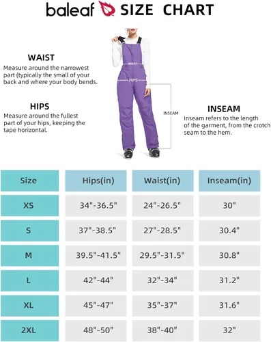 Miniatura 6 de BALEAF Womens Insulated Waterproof Ski Bib Overalls Snow Windproof Snowboarding Pant