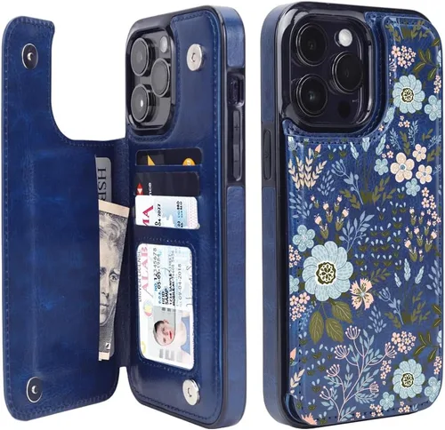 Miniatura 21 de uCOLOR Funda compatible con iPhone 13 Pro Max de 6.7 pulgadas con ranura para tarjetero, función atril, doble cierre magnético y diseño de bloqueo