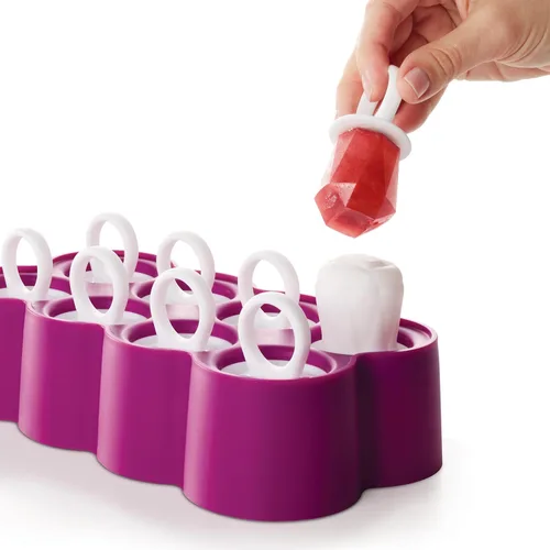 Miniatura 6 de ZOKU Moldes para anillos – 8 moldes de silicona para paletas con palitos de anillo reutilizables, hace que las paletas de hielo en forma de gemas