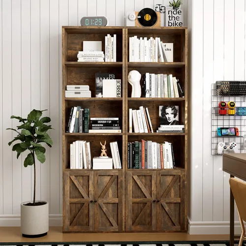 Miniatura 14 de oneinmil Estantería y Librero de 71.5" de Altura, 6 Niveles de Estanterías de Madera con Puertas de Armario, Estanterías de Piso y Gabinetes