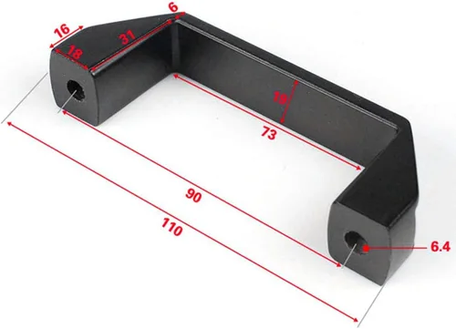 Miniatura 6 de Paquete de 2 manijas de aleación de aluminio negro rectangular industrial para accesorios de perfil de extrusión de aluminio serie 20, 3.543 in