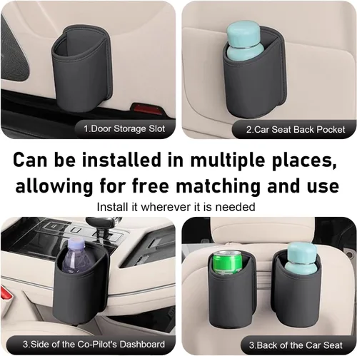 Miniatura 5 de Shakas Portavasos grande para puerta de automóvil, bolsa de almacenamiento multifuncional, papelera para bebidas, taza de agua, teléfono móvil