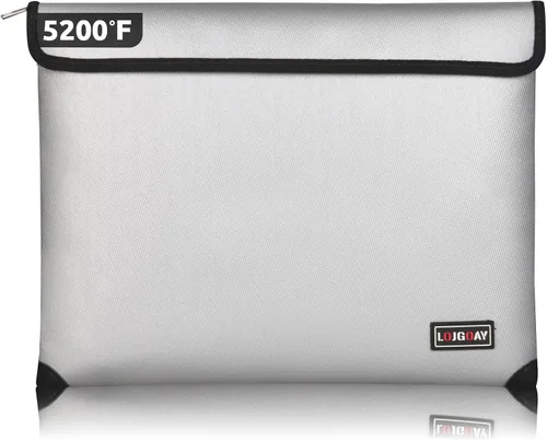 Miniatura 12 de Bolsa de documentos ignífuga, con aislamiento térmico de 5200 °F, bolsa impermeable ignífuga con cremallera, 8 capas de materiales funcionales