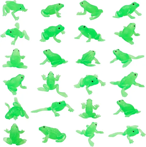 Miniatura 7 de Jenaai Paquete de 24 mini ranas de goma de juguete realistas de ranas de Pascua, figuras de animales de la selva tropical para Pascua, recuerdos