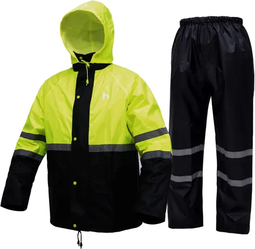 DUP Traje de lluvia para hombres y mujeres, chaquetas y pantalones reflectantes, impermeables, para el trabajo, ligero, abrigo de lluvia