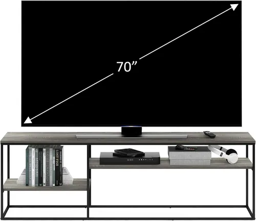 Miniatura 8 de Furinno JAYA - Soporte grande para televisores de hasta 50 pulgadas, nuez de nogal/negro/marrón oscuro de Columbia Nuez Columbia/Negro/Marrón Oscuro