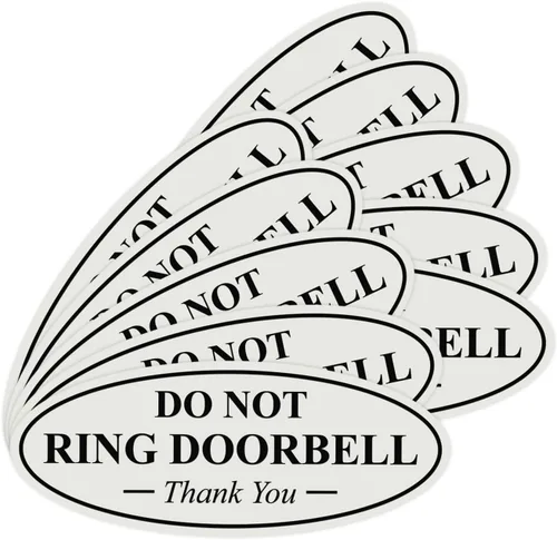 Miniatura 50 de All Quality Cartel de agradecimiento ovalado con texto en inglés «Do not Ring DOORBELL», color negro, pequeño, 1 paquete