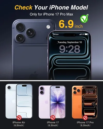 Miniatura 2 de Lanhiem Funda magnética para iPhone 17 Pro Max con funda de clip para cinturón, [compatible con Magsafe] resistente y resistente de 3 capas