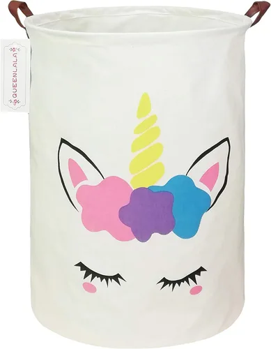 QUEENLALA Cesta de Almacenamiento Grande, Cesta de Lavandería/Baño/Decoración del Hogar/Cesta Redonda Plegable de Almacenamiento, Cesta para Niños y
