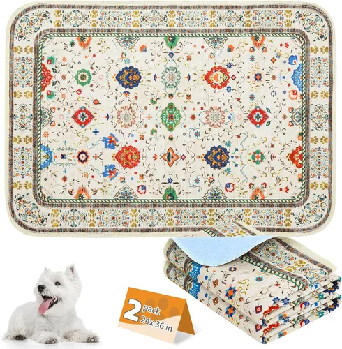 Miniatura 12 de KOOLTAIL Almohadillas lavables para orina de perros, paquete de 2 almohadillas de entrenamiento súper absorbentes reutilizables impermeables
