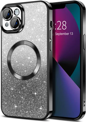 Miniatura 81 de Hython Funda para iPhone 13 Pro transparente con purpurina magnética [compatible con MagSafe] Protector completo de lente de cámara delgado