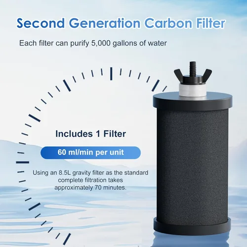 Miniatura 4 de Purewell Sistema de filtro de agua por gravedad, ultrafiltración portátil de acero inoxidable de 3,8 L (0,01 μm) para supervivencia, campamento