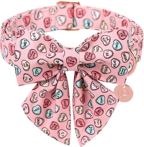 Miniatura 23 de Collar para perro con pajarita, Collar de algodón con pajarita para cachorro, Collar para perro azul para niña o niño con hebilla de metal duradera