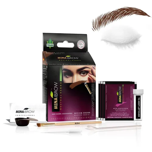Miniatura 17 de Kit de tinte negro MinaiBrow Polvo de coloración natural con dos cepillos biselados, resistente al agua y a las manchas, tinte instantáneo