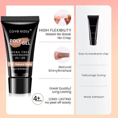 Miniatura 3 de Love easy PolyGel 1.76 oz - Gel de extensión de uñas - Natural Nude