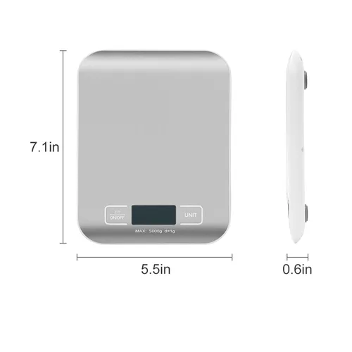 Miniatura 3 de Báscula digital de envío, panel de acero inoxidable, precisa de 5 kg/1 g, portátil, para paquetes, negocios pequeños, cocina, alimentos, artículos