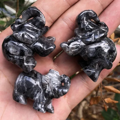 Miniatura 3 de Fekuar Figuras de elefante de cristal curativo talladas a mano de 1.5 pulgadas, escultura de estatua de animal de bolsillo de la suerte, decoración
