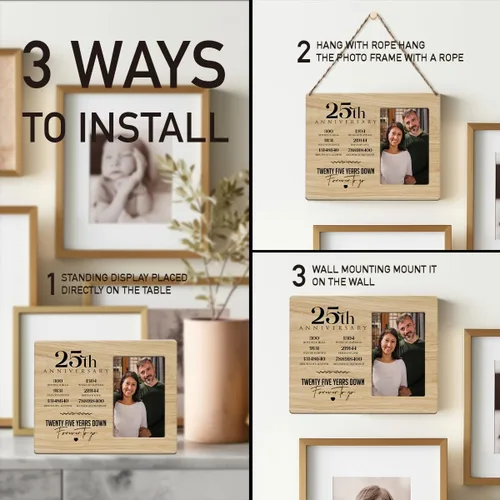 Miniatura 5 de IAXIC Marco de fotos conmemorativo 25 – Regalo conmemorativo de boda 25 para pareja, marido, esposa, decoración de recuerdo de 25 años para pared