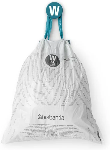 Miniatura 4 de Bolsas de basura Brabantia PerfectFit (Tamaño W/1.3 Gal) Forros de basura de plástico grueso con asas de cordón (200 bolsas)