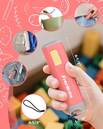 Miniatura 4 de EverBrite Linterna pequeña, mini linterna LED, uso de antorcha de plástico para emergencias, camping, al aire libre con cordón 3AAA batería